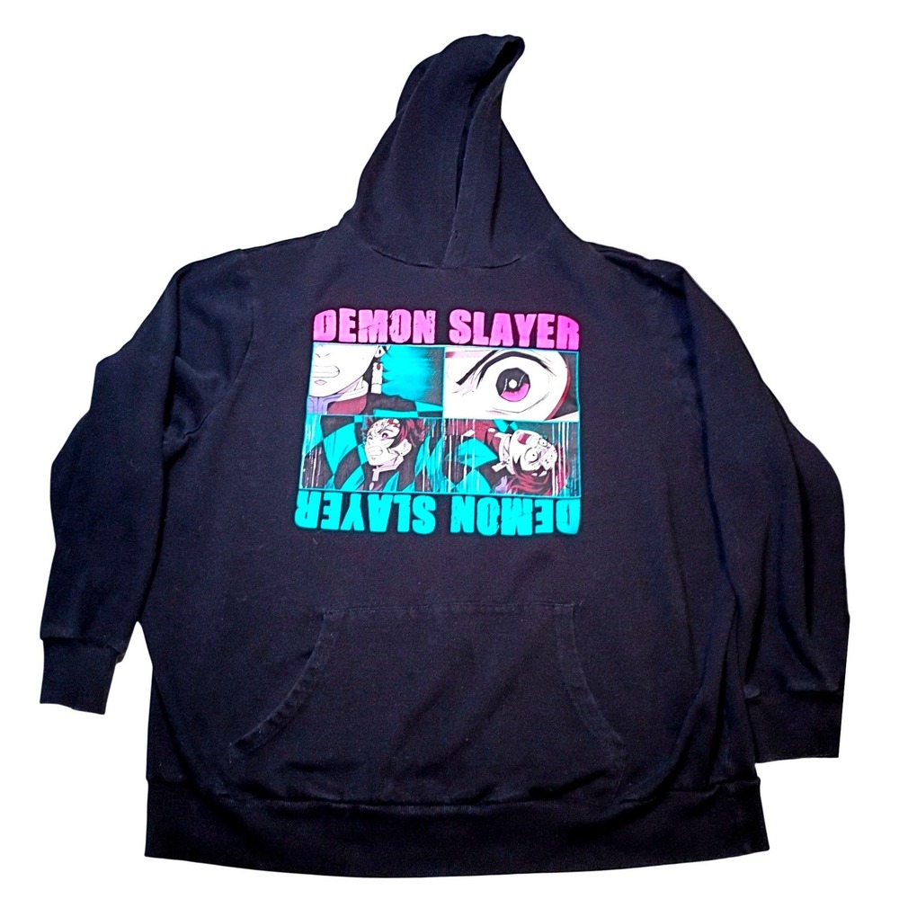 Demon Slayer Kimetsu no Yaiba Tanjiro Nezuko Graphic Hoodie Black XXL Anime